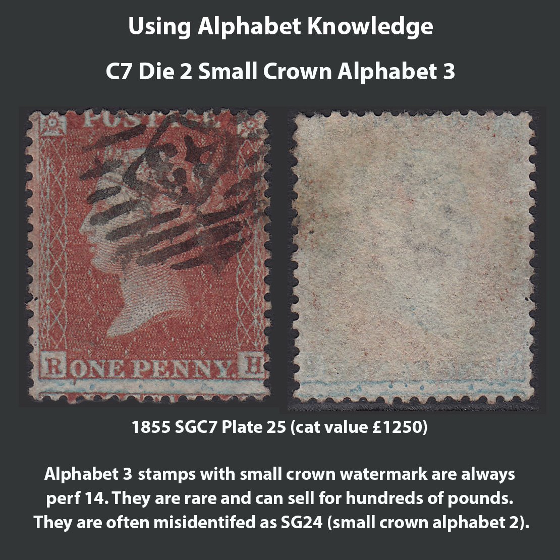 C7 plate example for line-engraved Queen Victoria stamps