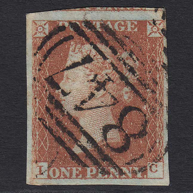 GB QV 1841 1d Red-brown (Plate 42) (SG8) 'IC' FU Warrington (847) 4M Imperf