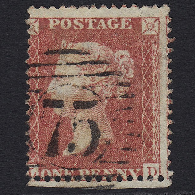GB QV 1857 1d Rose-red (Plate 27) (SG40) 'LD' FU London D&S 75 C10