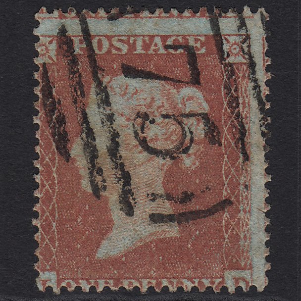 GB QV 1854 1d Red-brown (Plate 189) SG17-C1(1) ID GU Birmingham 75 Misperf