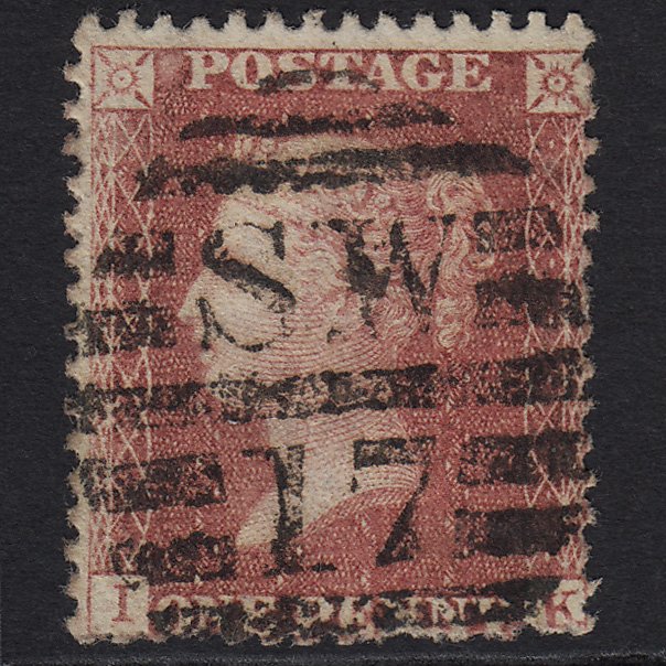 GB QV 1857 1d Rose-red SG40-C10(1) IK GU in London SW17