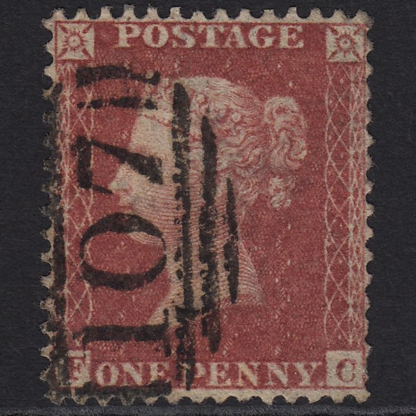 GB QV 1857 1d Rose-red (Plate 27) SG40-C10(1) FC GU Bradford 107