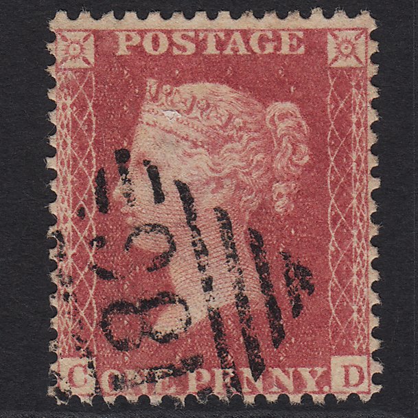 GB QV 1857 1d Rose-red (Plate 62) SG40-C10(1) CD FU Dublin 186
