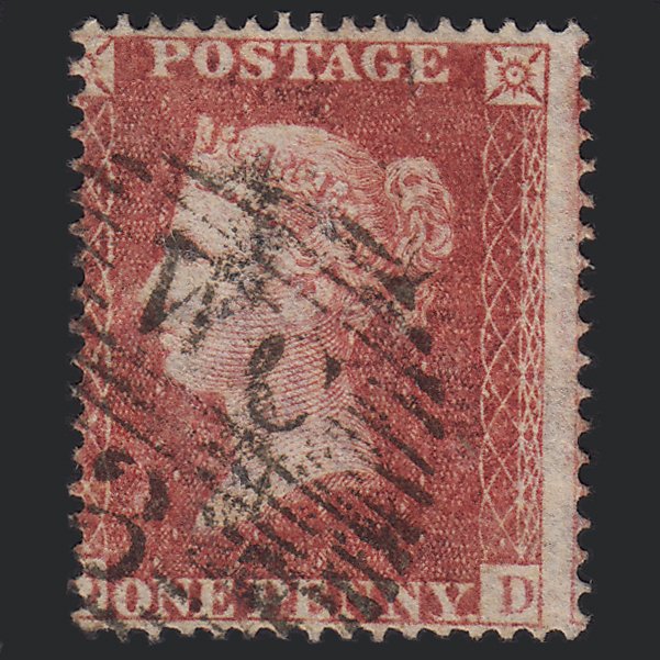 GB QV 1857 1d Rose-red (Plate 45) SG36-C11 DD FU London D&S WC3 Misperf