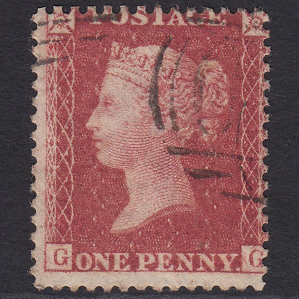 GB QV 1857 1d Deep Rose-red (Plate 58) SG41-C10(4) GG FU Light Cancel Misperf