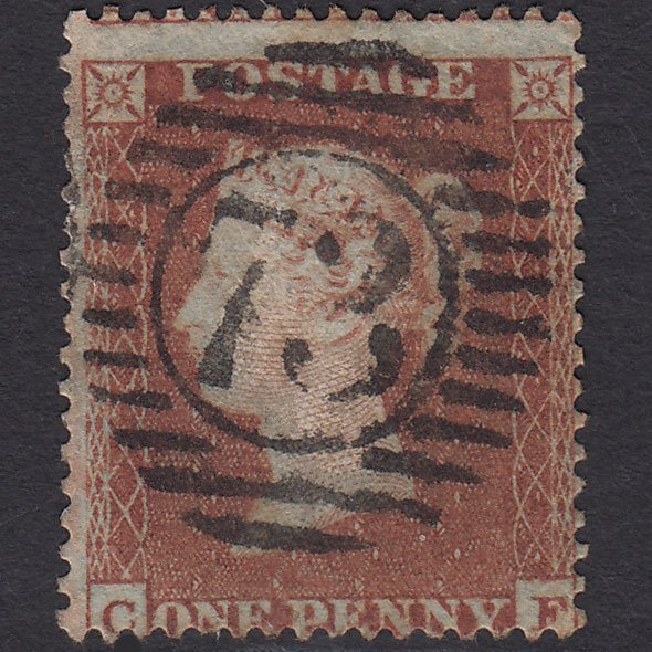 GB QV 1854 1d Red-brown (Plate 201) SG17-C1(1) CF GU London D&S 73 Misperf