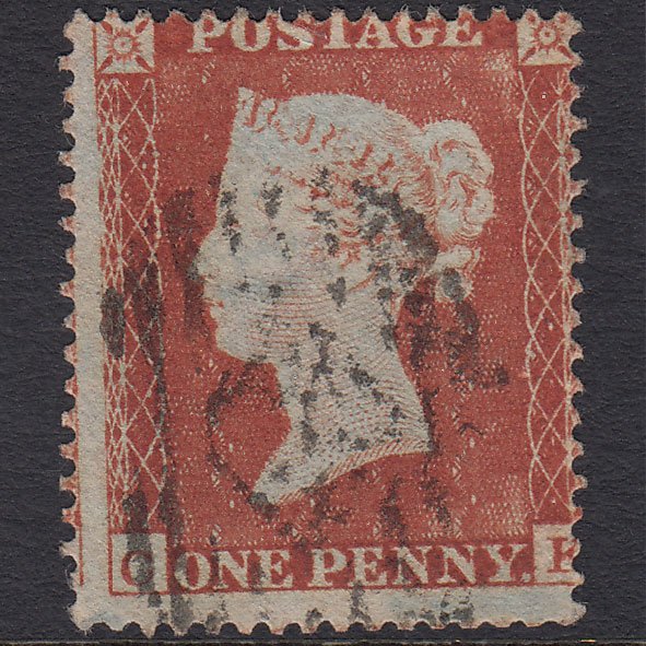 GB QV 1854 1d Red-brown (Plate 176) SG17-C1(1) CK FU London Misperf