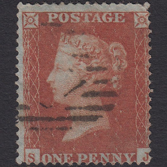 GB QV 1854 1d Red-brown (Plate 180) SG17-C1(1) SJ GU London IS Cancel