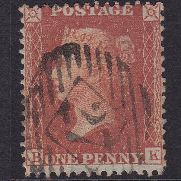 GB QV 1856 1d Red-Brown Plate 43 SG29-C8(1) BK FU London Is 27