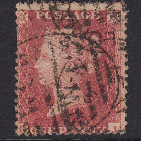 GB QV 1857 1d Rose-Red Plate 27 SG40-C10(1) OJ GU London D&S Cancel