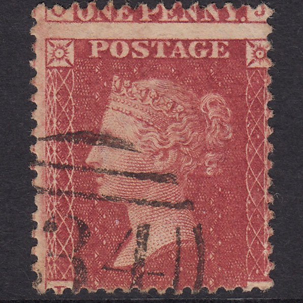 GB QV 1857 1d Deep Rose-Red Plate 52 SG41-C10(4) PJ VFU Large Misperf