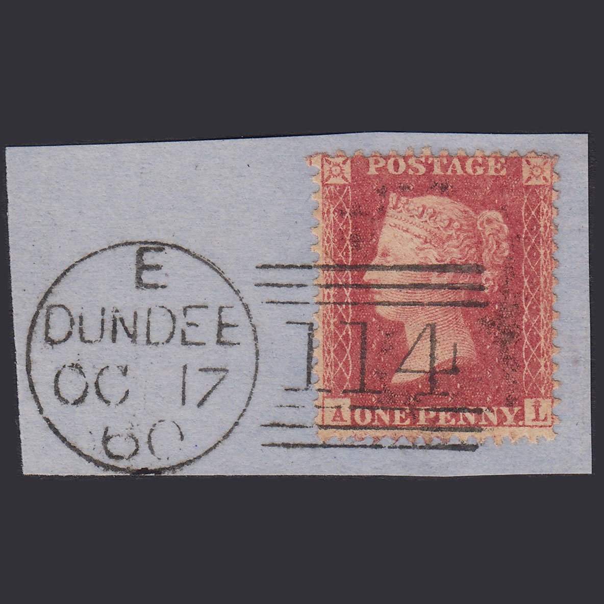 GB QV 1857 1d Pl 48 SG40-C10(1) Const Var AL VFU Dundee 114 On Piece