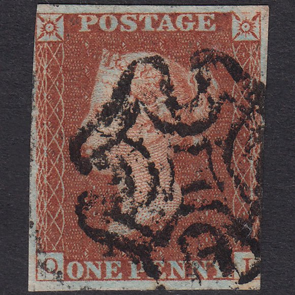 GB QV 1841 1d Red-Brown Plate 25 SG8-B1(1) OI GU Maltese Cross