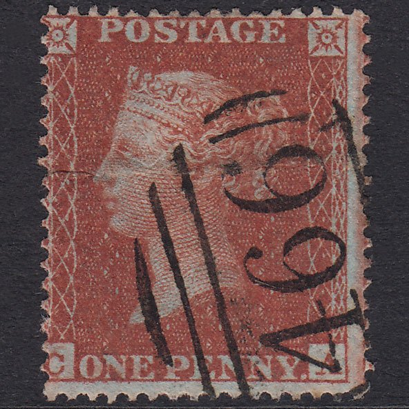 GB QV 1855 1d Red-Brown Plate 4 SG21-C4(1) CA GU Liverpool 466 Spoon