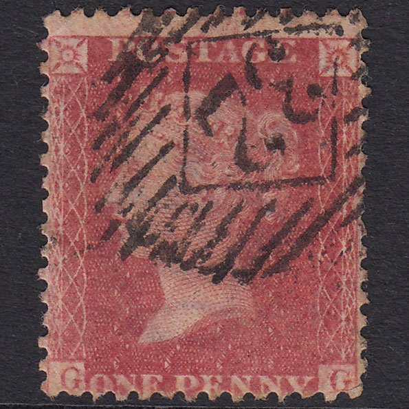 GB QV 1857 1d Rose-Red Plate 52 SG40-C10(1) GG GU London IS 32