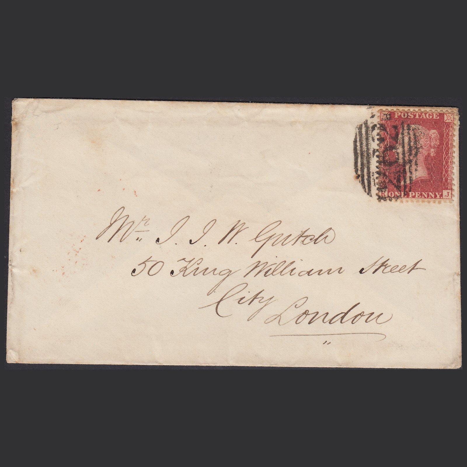 GB QV 1857 1d Rose-red (Plate 44) SG40-C10(1) RJ GU Droitwich 262 on Cover
