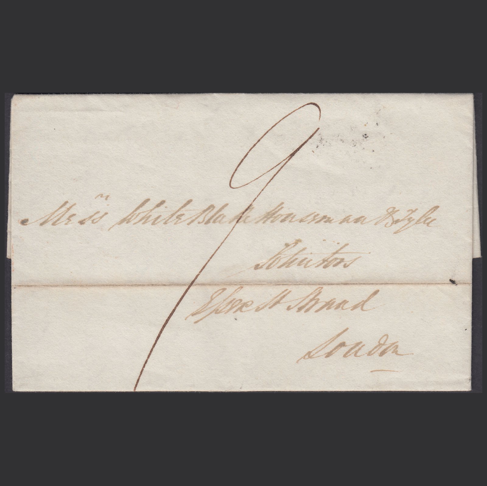 1836 9d Letter Rate Pershore to London Fine Entire