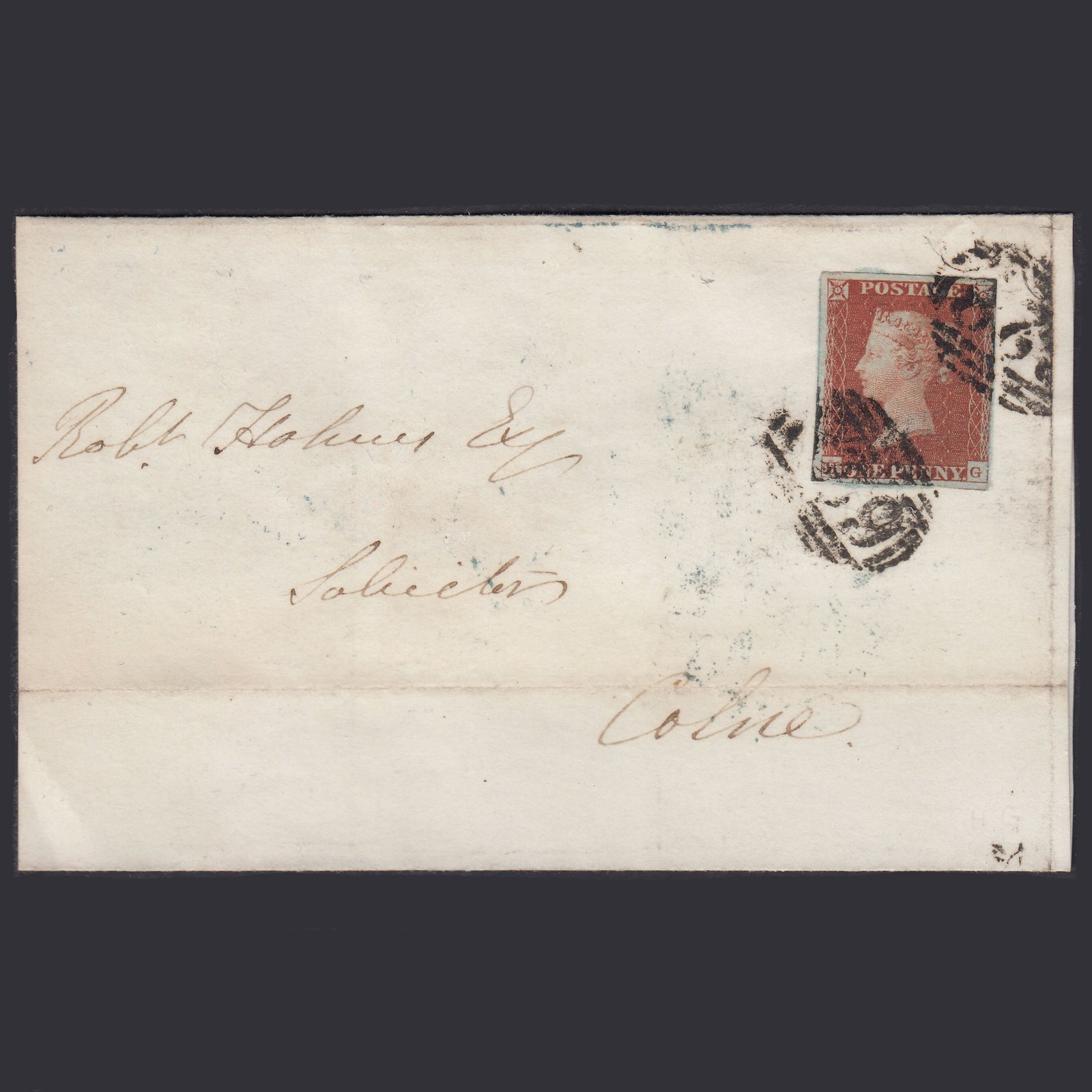 GB QV 1847 1d Plate 70 SG8-B1(1) HG GU Nr 4M Preston Blackburn Wrapper