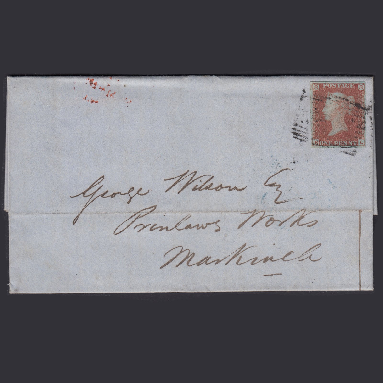 GB QV 1850 1d Pl 98 SG8-B1(1) BL FU 4M Forfar Leslie Prinlaws Entire