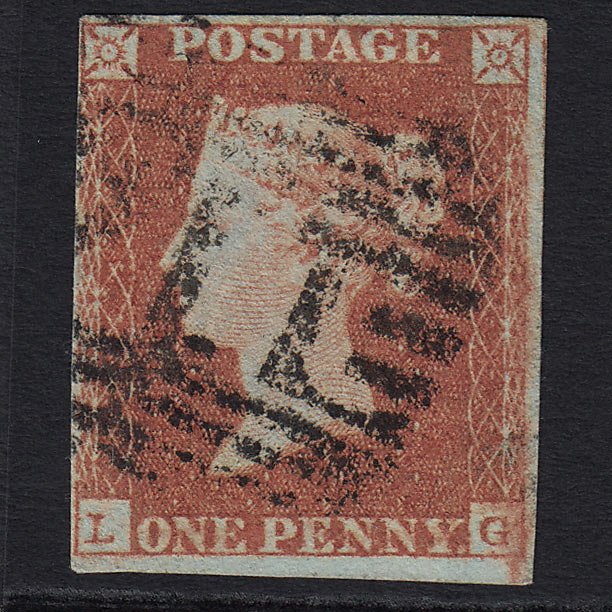 GB QV 1841 1d Red-brown (Plate 91) (SG8) 'LG' GU in Scotland 4 Margins