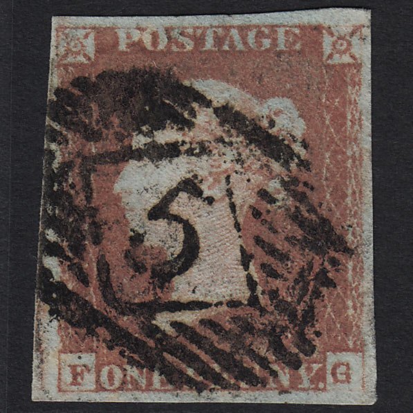 GB QV 1841 1d Red-brown (Plate 66) SG8-B1(1) FG GU London IS 5 4 Margins