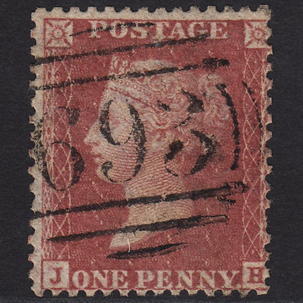 GB QV 1857 1d Rose-red (Plate 60) SG40-C10(1) JH FU Scarborough 693