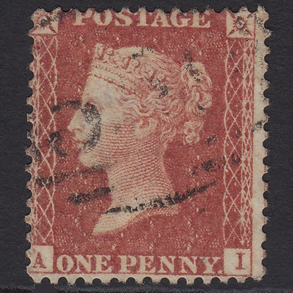 GB QV 1857 1d SG40-C10(1) AI FU Missing Imprimatur Light Cancel Misperf