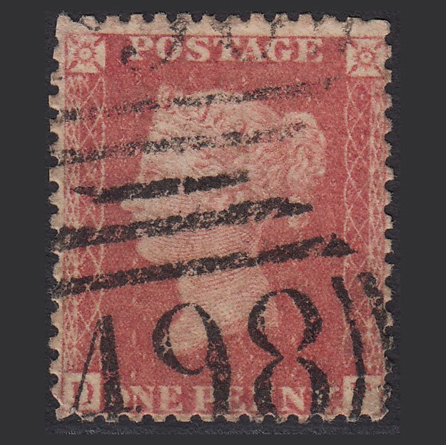 GB QV 1857 1d Rose-red (Plate 55) SG40-C10(1) DF GU Manchester 498