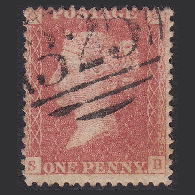 GB QV 1857 1d Pale Rose (Plate 62) SG39-C10(3) SH GU Guildford 325