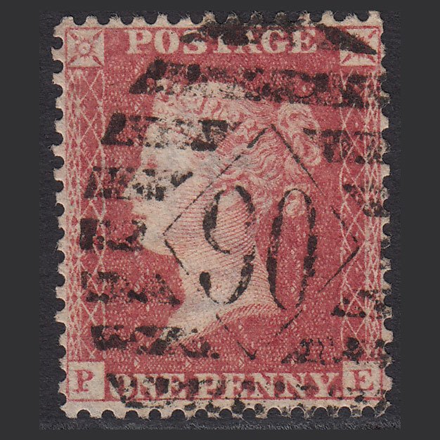 GB QV 1857 1d Rose-red (Plate 59) SG40-C10(1) PE FU London IS 90