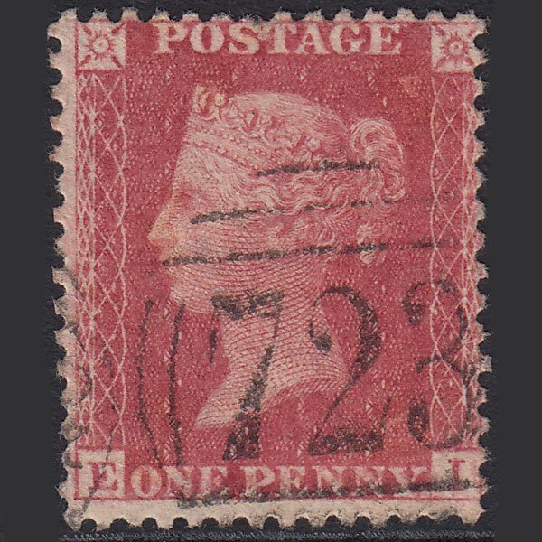 GB QV 1857 1d Rose-red (Plate 55) SG40-C10(1) EI FU Southampton 723