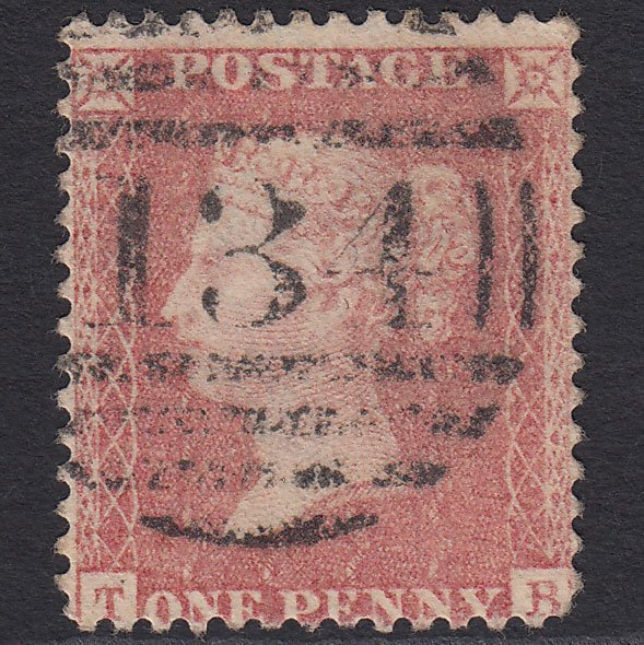 GB QV 1857 1d Pale Rose (Plate 27) SG39-C10(3) TB GU Bristol 134