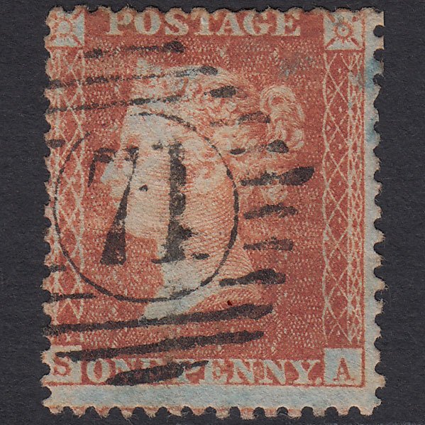 GB QV 1857 1d Orange-brown (Plate 32) SG33-C8(5) SA GU London D&S 71