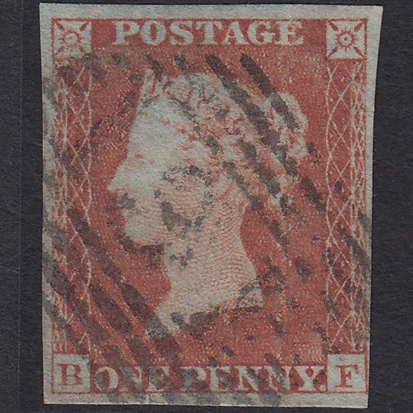 GB QV 1841 1d Red-brown (Plate 157) SG8-B2(1) BF FU 4 Margins Kinaldie 191