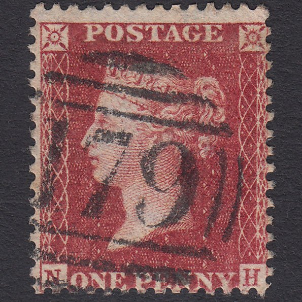GB QV 1857 1d Rose-red (Plate 43) SG40-C10(1) NH FU Chertsey 179