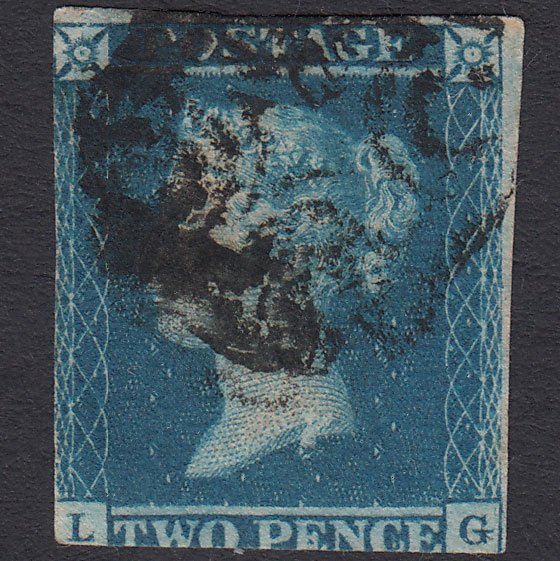 GB QV 1841 2d Blue (Plate 3) SG14-E1(2) Ivory Head LG GU Maltese Cross