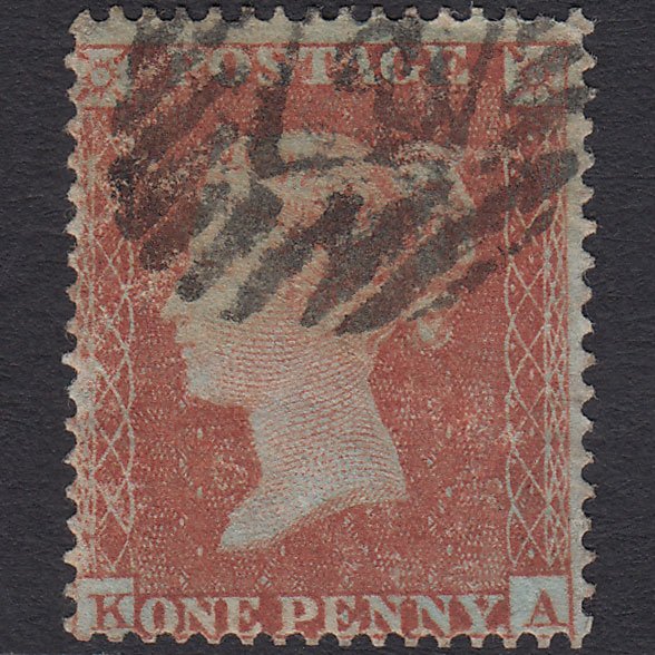 GB QV 1854 1d Red-brown (Plate 166) SG17-C1(1) KA GU London IS Cancel