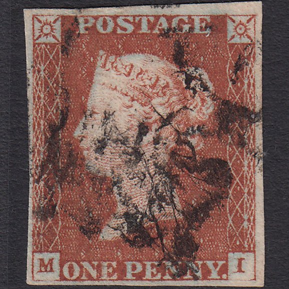 GB QV 1841 1d Red-brown (Plate 28) SG8-B1(1) MI FU 4 Margins MX Micro Tear