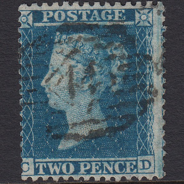 GB QV 1855 2d Blue (Plate 5) SG34-F6 CD FU London IS 44