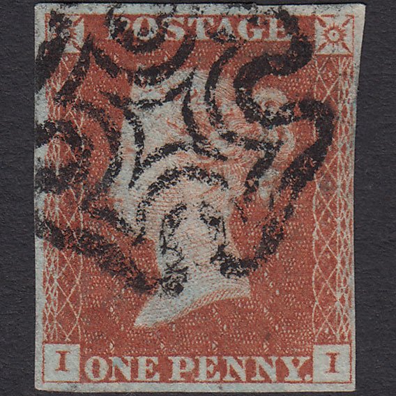 GB QV 1841 1d Red-brown (Plate 25) SG8-B1(1) II FU Maltese Cross