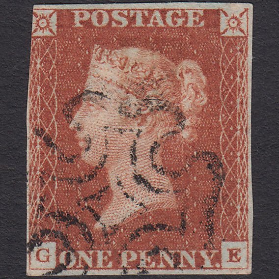 GB QV 1841 1d Red-brown (Plate 27) SG8-B1(1) Ivory Head GE FU 3 Margins MX