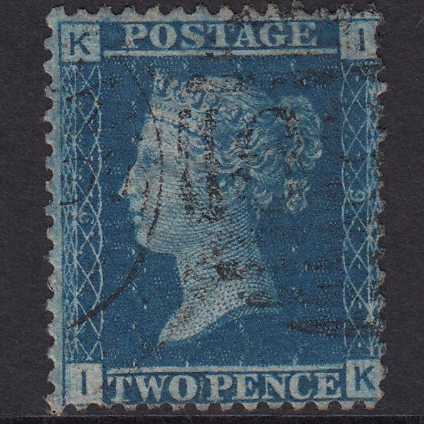GB QV 1858 2d Blue Plate 9 SG45-G2 IK FU Sevenoaks 697