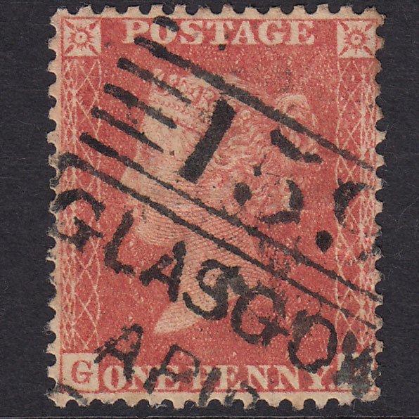 GB QV 1857 1d Pale Red Pl 33 SGC9(3) GH GU Glasgow 159 Madeleine Smith