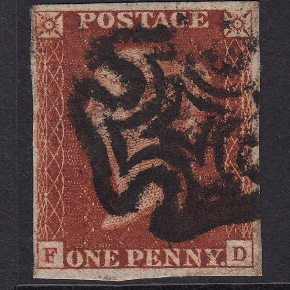 GB QV 1841 1d Deep Red-Brown Plate 16 SG10-B1(4) FD GU 4 Margins MX