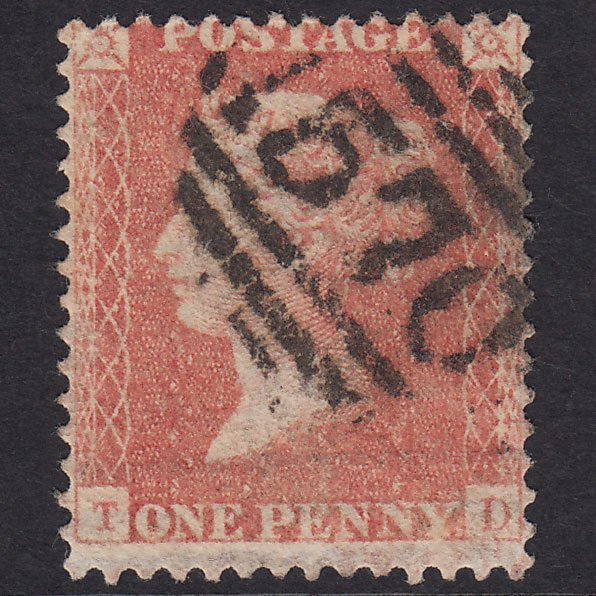 GB QV 1857 1d Pale Red Transitional Plate 42 SGC9(3) TD FU Northampton 570