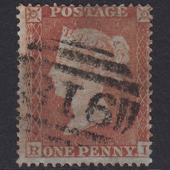 GB QV 1854 1d Red-Brown Plate 164 SG17-C1(1) RI PU Worcester 918