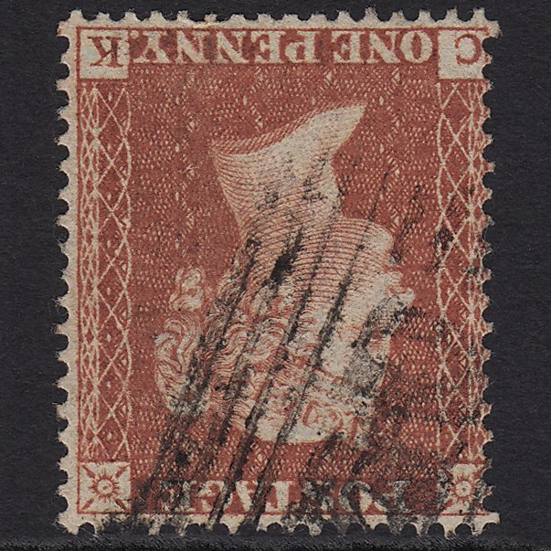GB QV 1855 1d Red-brown (Plate 1) SG21-C4(1) CK VFU Wmk Inverted