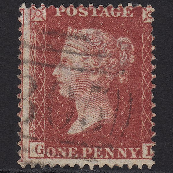 GB QV 1857 1d DP Rose-red (Plate 59) SG41-C10(4) GL FU Torquay 805 Misperf