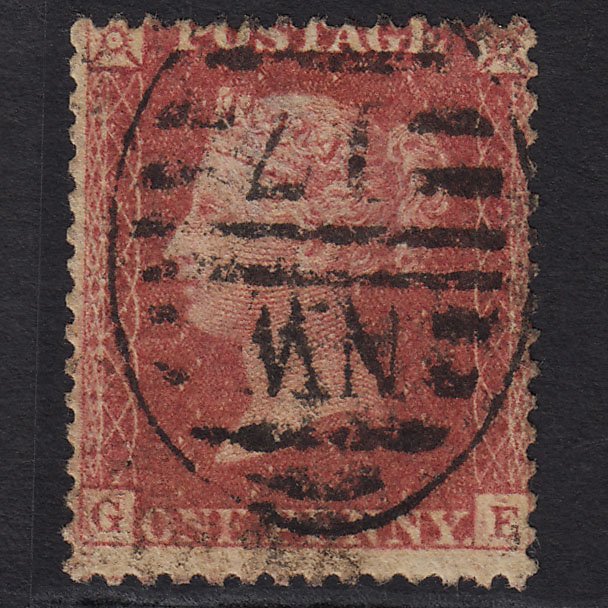 GB QV 1857 1d Rose-red Plate R17 SG40-C10(1) GE GU London D&S NW17 17d5
