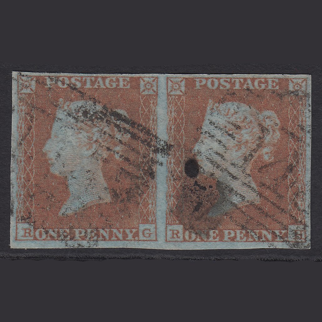 GB QV 1841 1d (Plate 111) SG8a-B1(2) RG-RG FU Pair 4M Imperf Forres 145